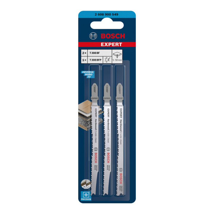 Jeu de lames de scie sauteuse Bosch Expert "Hardwood 2 side clean