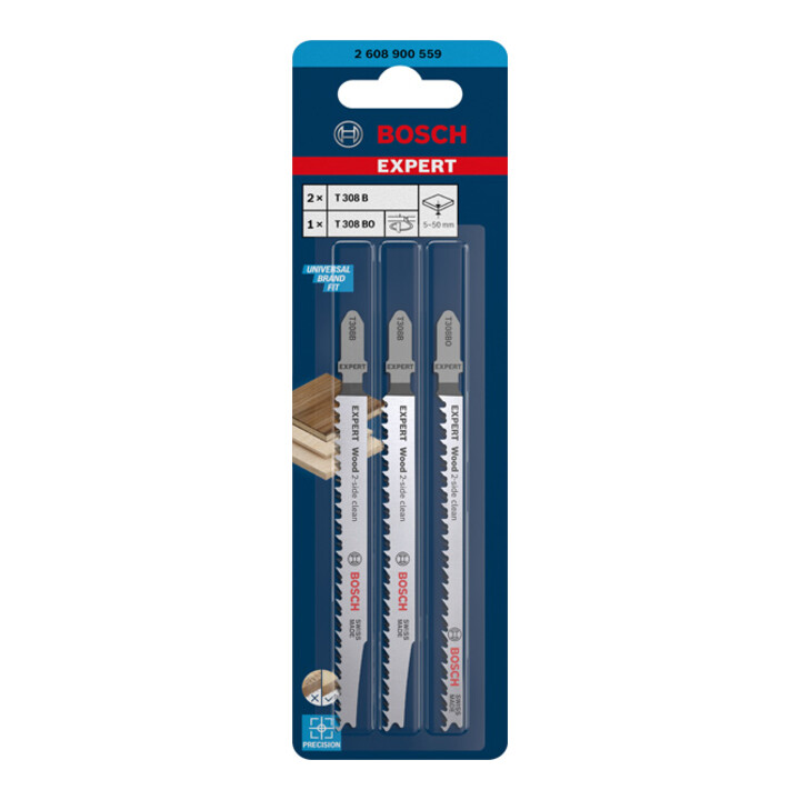 Jeu de lames de scie sauteuse Bosch Expert "Wood 2-side clean