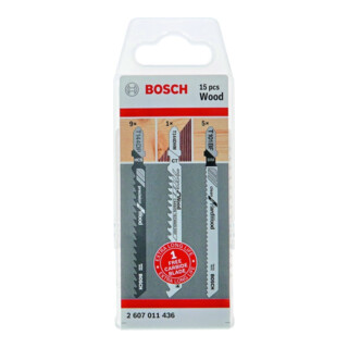 Jeu de lames de scie sauteuse Bosch JSB Wood 15 pièces