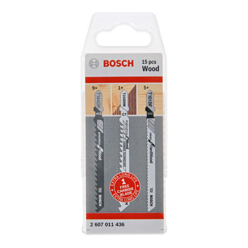 Jeu de lames de scie sauteuse Bosch JSB Wood 15 pièces