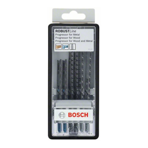 Jeu de lames de scie sauteuse Bosch Line Progressor robuste arbre en T 6 pièces