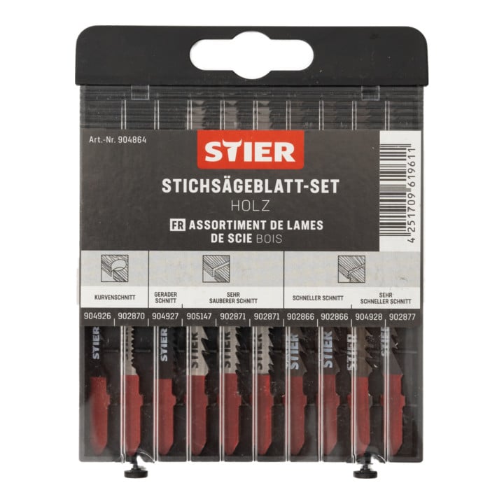 Jeu de lames de scie sauteuse STIER pour le bois, 10 pièces