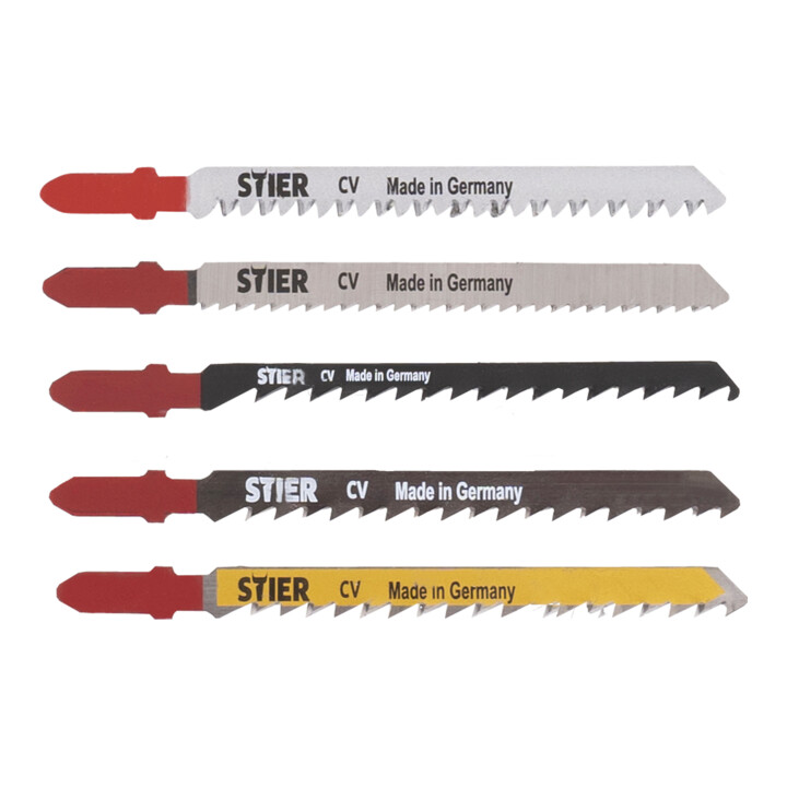 Jeu de lames de scie sauteuse STIER pour le bois, 25 pi&egrave;ces