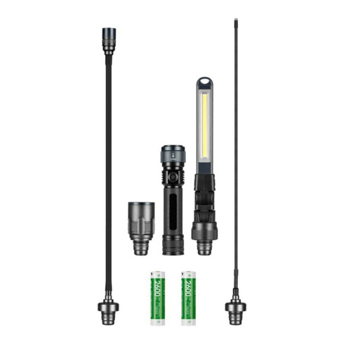 Jeu de lampes de travail Multi Light LED avec 2 batteries et divers adaptateurs 2 x batterie