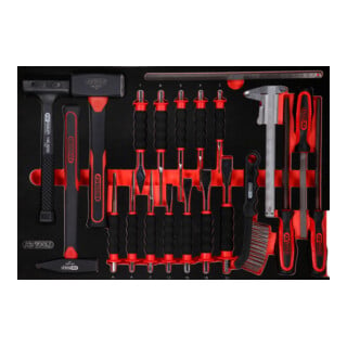 Jeu de marteaux, de burins et de limes dans insert en mousse, 21 pcs KS Tools