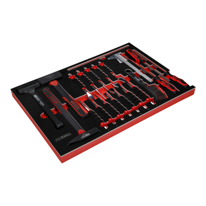 Jeu de marteaux, de burins et de limes dans insert en mousse, 21 pcs KS Tools