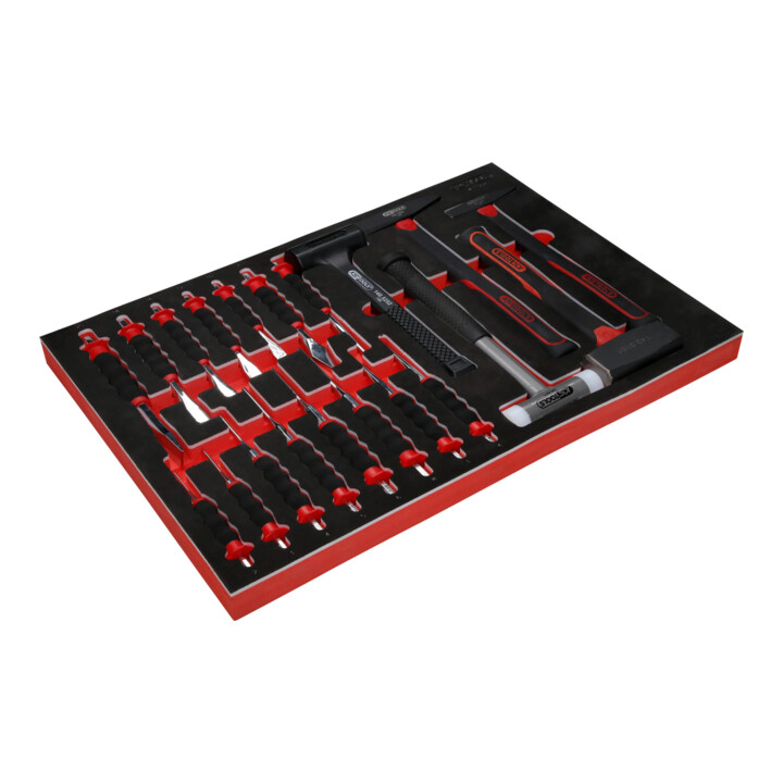 Jeu de marteaux et burins dans insert en mousse, 20 pcs KS Tools
