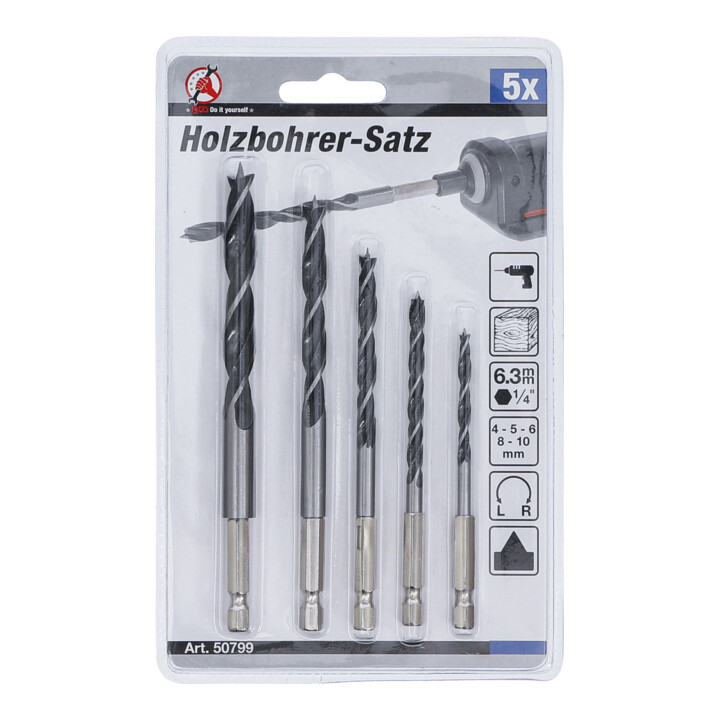 Jeu de mèches bois 4 - 10 mm Six pans 5 pièces BGS