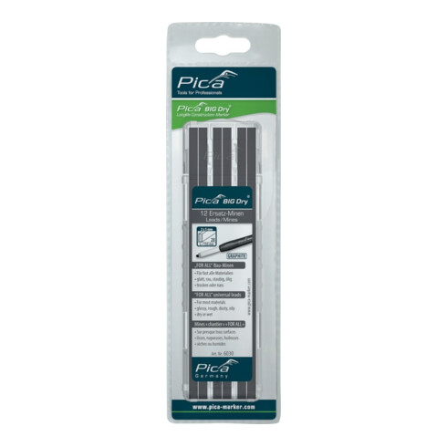 Jeu de mines BIG Dry p.crayon charpentier 12 pces BIG Dry 6030 set avec 12 mines
