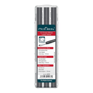 Jeu de mines BIG Dry p.crayon charpentier 12 pces BIG Dry 6050 set avec 12 mines