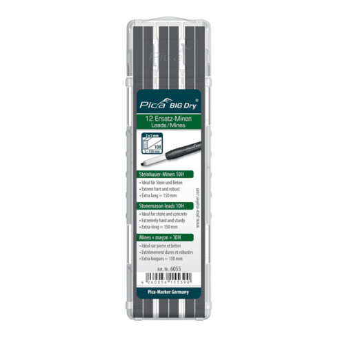 Jeu de mines BIG Dry p.crayon charpentier 12 pces BIG Dry 6055 set avec 12 mines