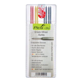 Jeu de mines Pica-Dry 8 pcs. p.Pica-Dry graphite/rouge/jaune Pica-Dry 4020 Set a