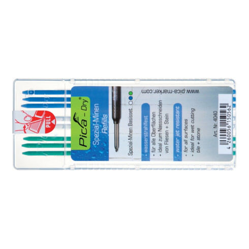 Jeu de mines Pica-Dry 8 pcs. p.Pica-Dry vert/blanc/bleu Pica-Dry 4040 Set avec 8