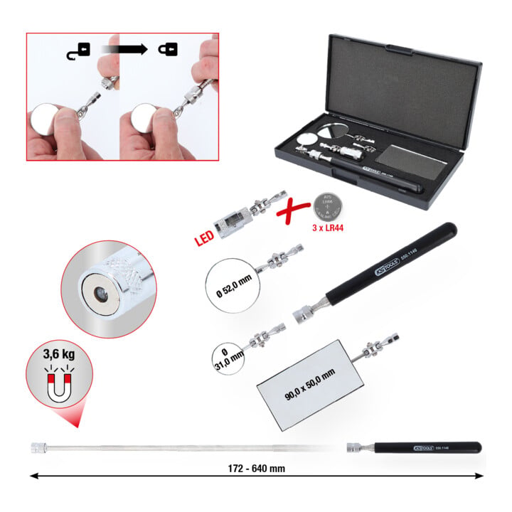 Jeu de miroirs d’inspection flexible KS Tools 5 pcs