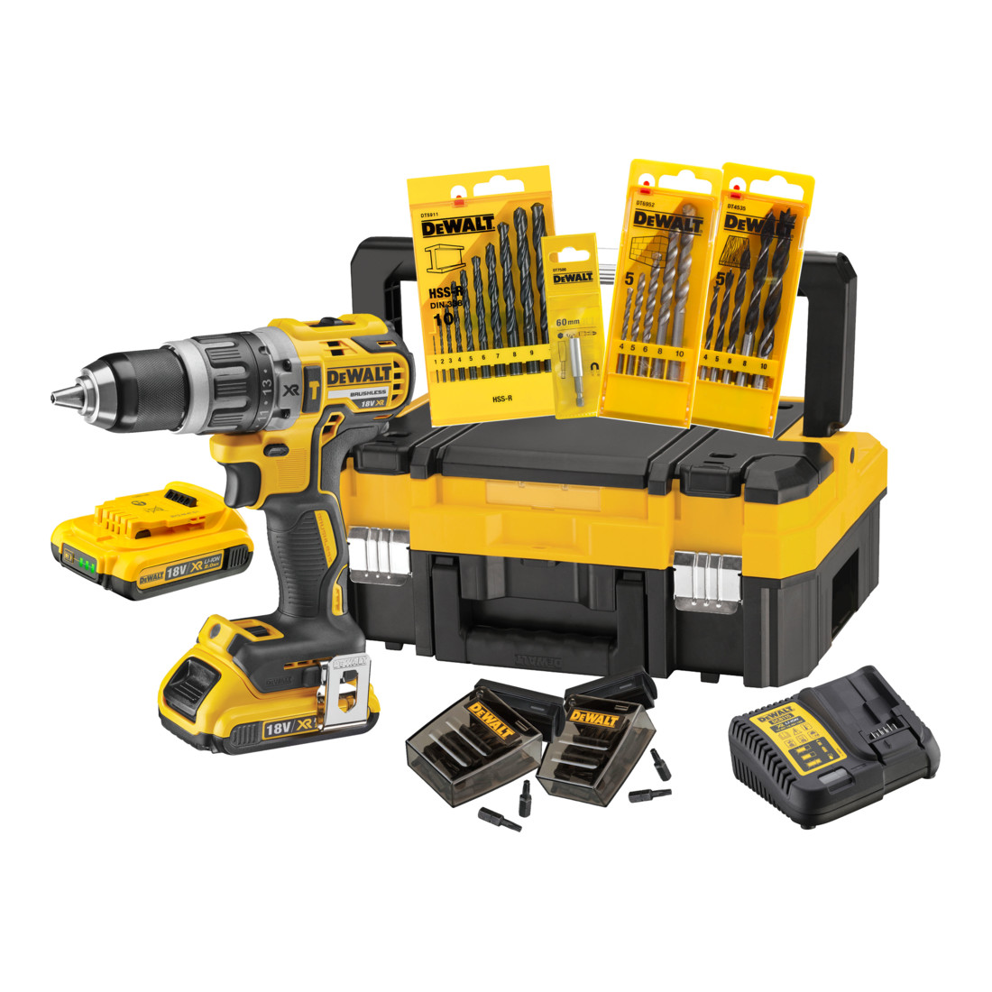 Jeu de perceuses à percussion DEWALT 18V 2,0(BL) avec accessoires DCK796D2T-QW