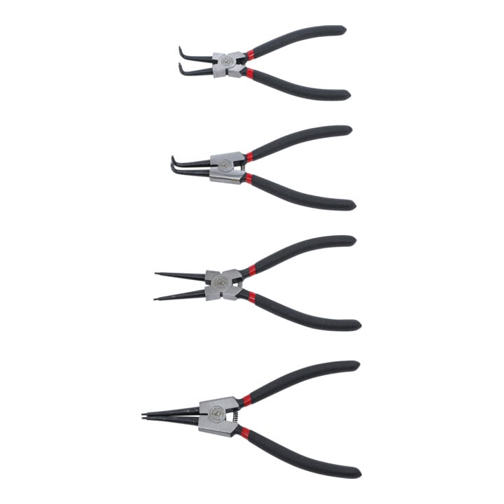 Jeu de pinces à circlips 175 mm 4 pièces BGS