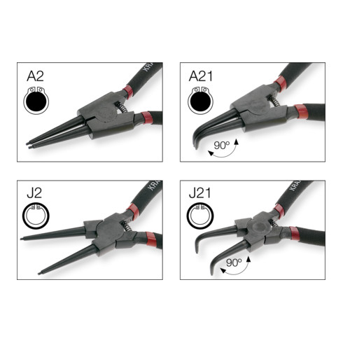 Jeu de pinces à circlips Kraftwerk, 4 pièces