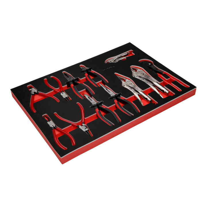 Jeu de pinces dans insert en mousse, 12 pcs KS Tools