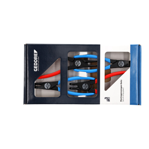 Jeu de pinces de montage Gedore 4 pièces, avec mâchoires droites et coudées à 90