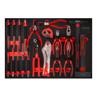 Jeu de pinces, marteaux et burins dans insert en mousse, 22 pcs KS Tools