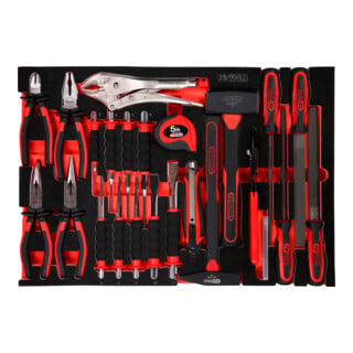 Jeu de pinces, marteaux et burins dans insert en mousse, 33 pcs KS Tools