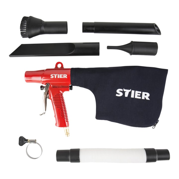 Jeu de pistolets d'aspiration/de soufflage commutables STIER