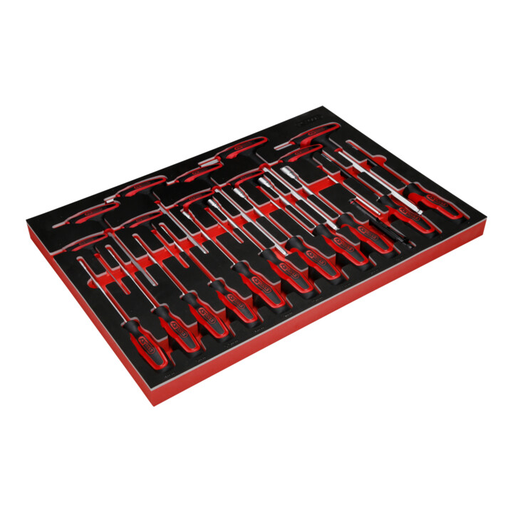 Jeu de poignées en T et de tournevis dans insert en mousse, 22 pcs KS Tools