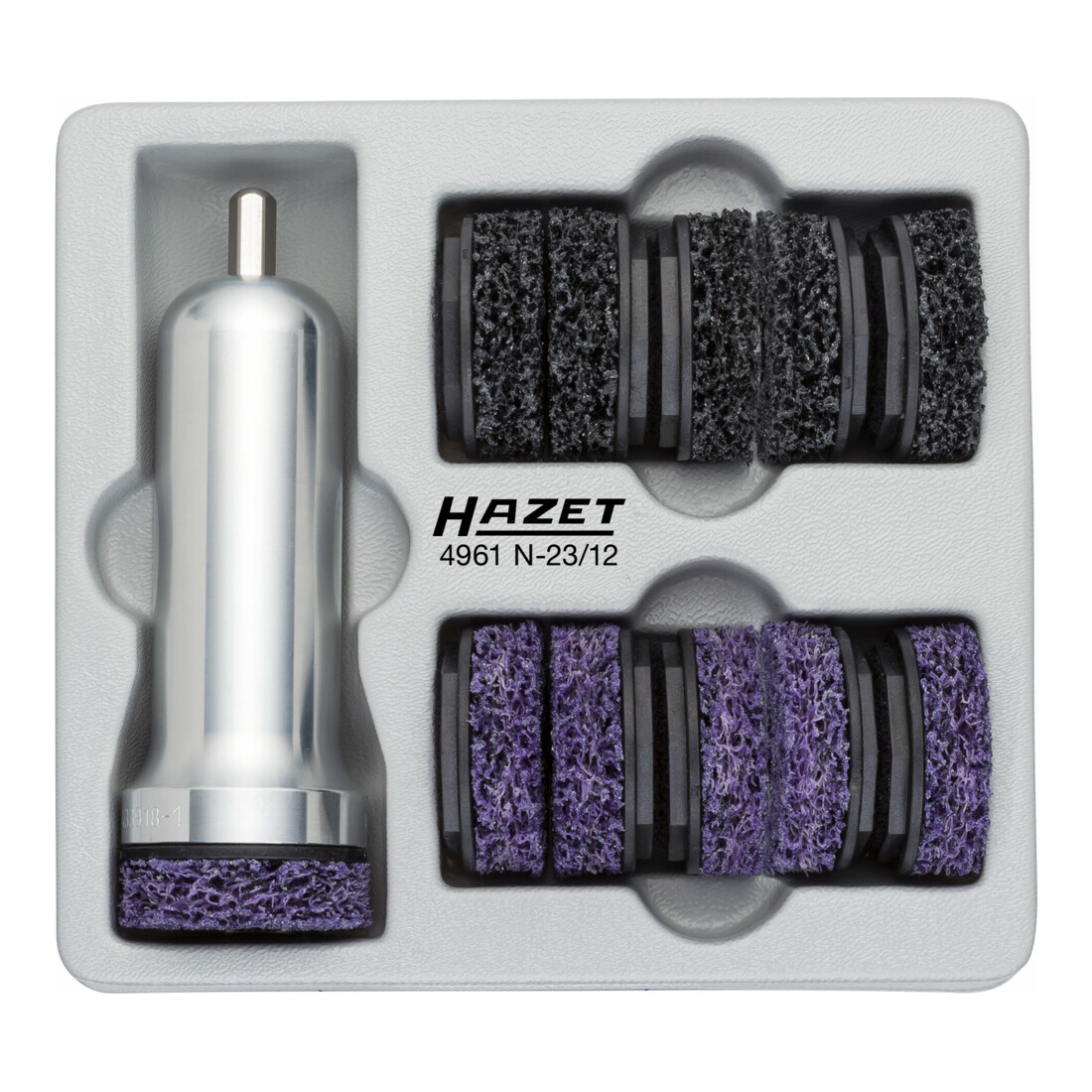 Jeu de ponceuses de moyeux de roues pour véhicules utilitaires 4961N-23/12 HAZET