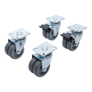 Jeu de roulettes doubles de direction BGS pour fauteuils de plage | Ø 75 mm, 4 pièces