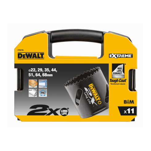 Jeu de scies cloches DEWALT 11 pièces HSS bi-métal DT8270L-QZ