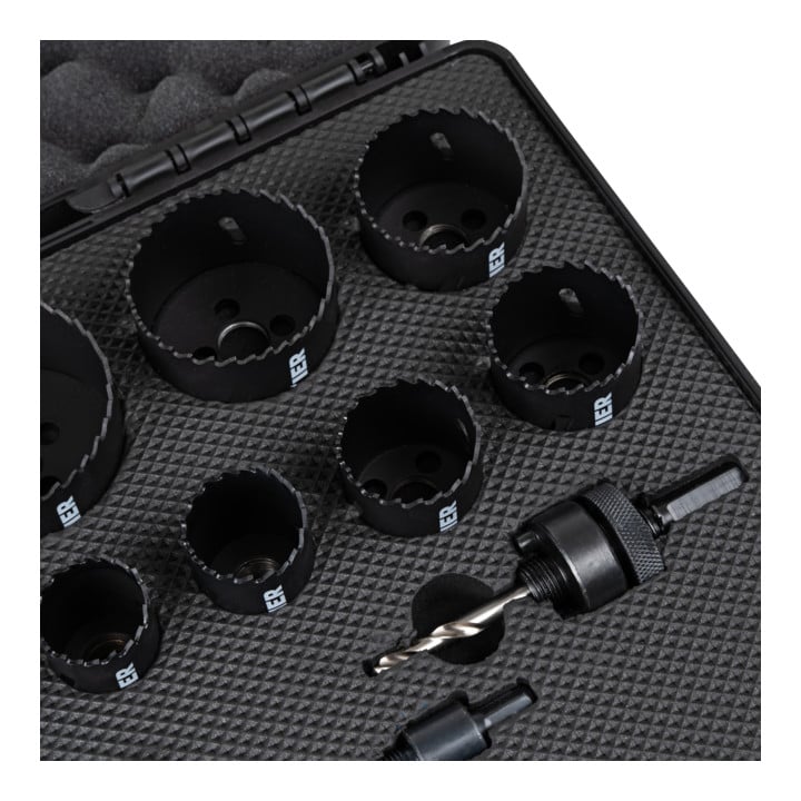 Jeu de scies cloches STIER HSS-Co8 bimétal, 17 pièces (20, 22, 25, 32, 35, 40, 44, 51, 60, 68, 76 mm)