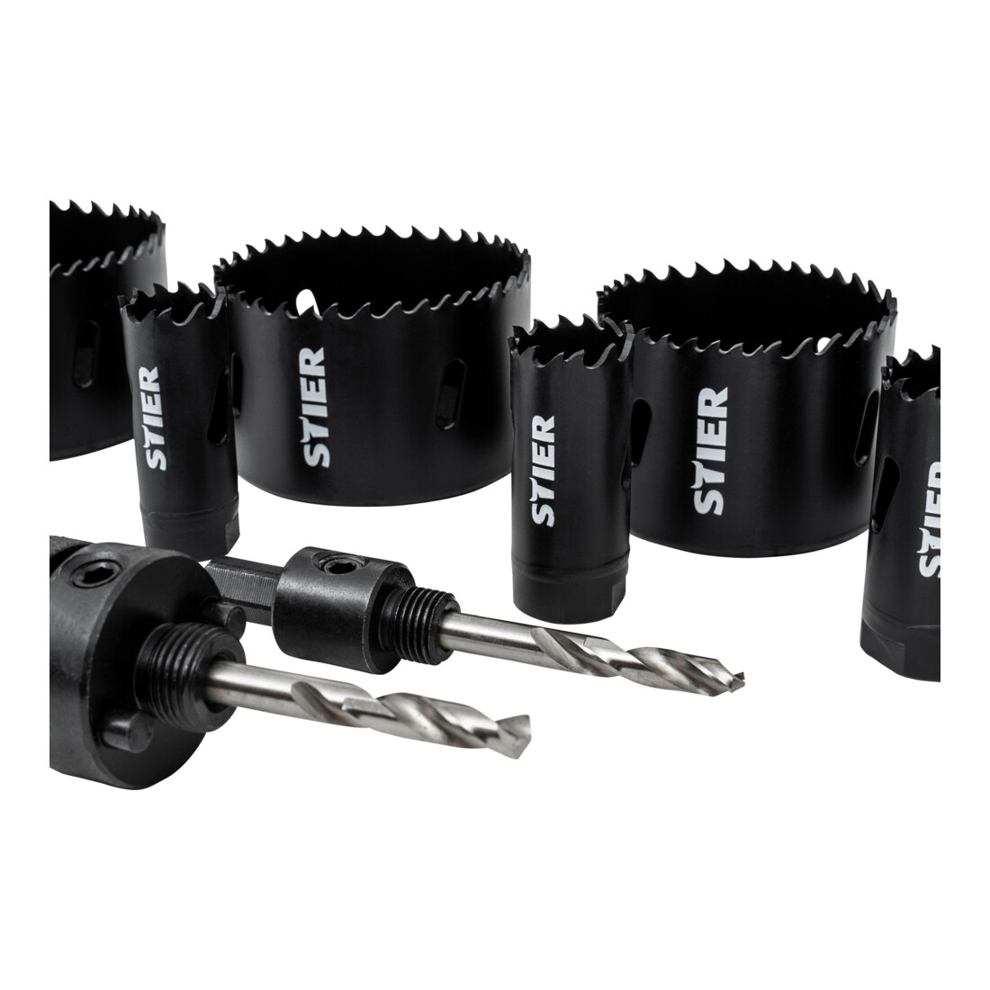 Jeu de scies cloches STIER HSS-Co8 bimétal, profondeur de coupe 44 mm, 14 pièces (20, 22, 25, 32, 35, 40, 44, 51, 60, 68 et 76 mm)