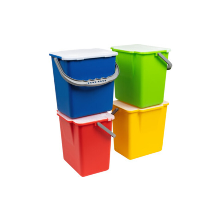 Jeu de seaux STIER 6 litres pour grands chariots d'hygiène et de nettoyage STIER