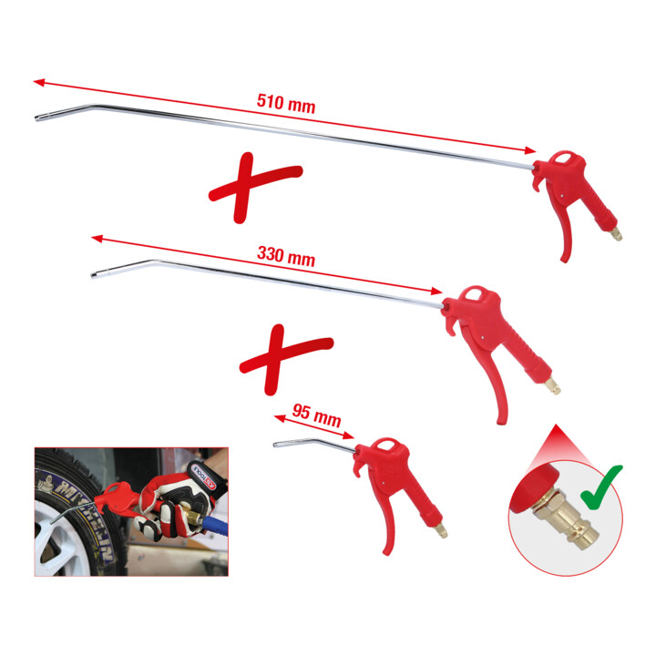 Jeu de soufflettes, 3 pcs., 95-510mm