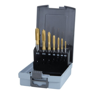 Jeu de tarauds Ruko DIN371/376 forme B M3-M12 7pcs. HSS-TiN Cassette Ku.