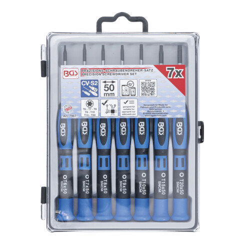 Jeu de tournevis de précision Profil T (pour TX) 7 pièces BGS