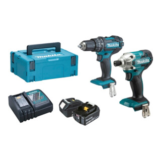 Jeu de tournevis Makita DLX2337J avec perceuse à percussion sans fil 18 V, clé à percussion sans fil 18 V, 2 batteries et chargeur