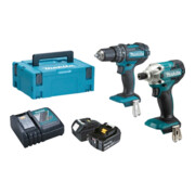 Jeu de tournevis Makita DLX2337J avec perceuse à percussion sans fil 18 V, clé à percussion sans fil 18 V, 2 batteries et chargeur-1
