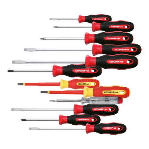 Jeu de tournevis rouges Gedore PH+PZ+LS 2K 12 pcs