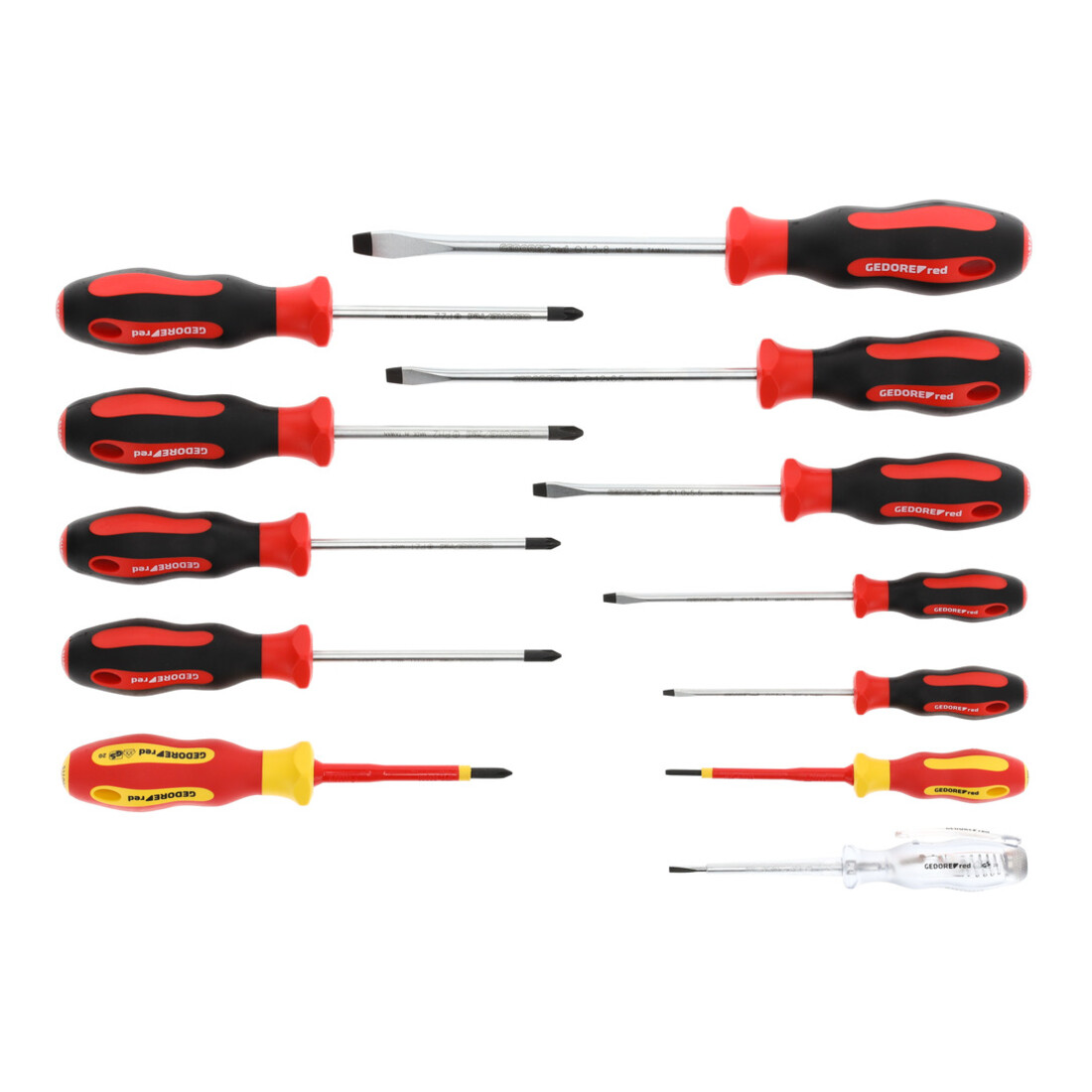 Jeu de tournevis rouges Gedore PH+PZ+LS 2K 12 pcs