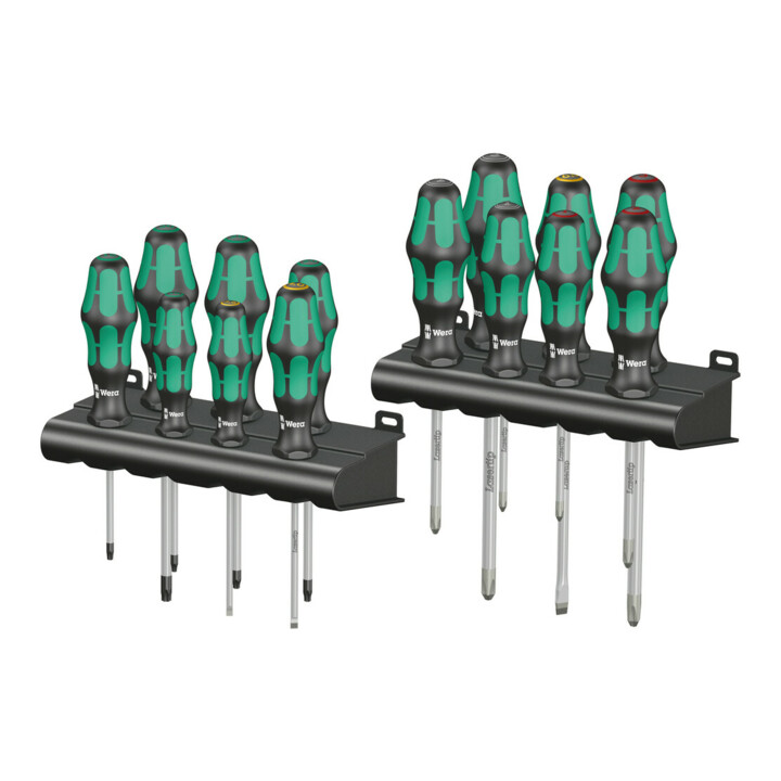 Set Knipex Set de pinces "Basic" en mousse + Wera Set de tournevis Kraftform Big Pk.300 14 pièces Fente/PH/PZD/TX 2K manche rond