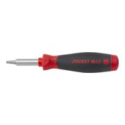 Jeu de tournevis Wiha PocketMax 8 pces avec jeu d'embouts escamotable (45292) I Jeu de tournevis magnétiques 1/4" avec magasin d'embouts I Fente / Phillips / Pozidriv / TX-2