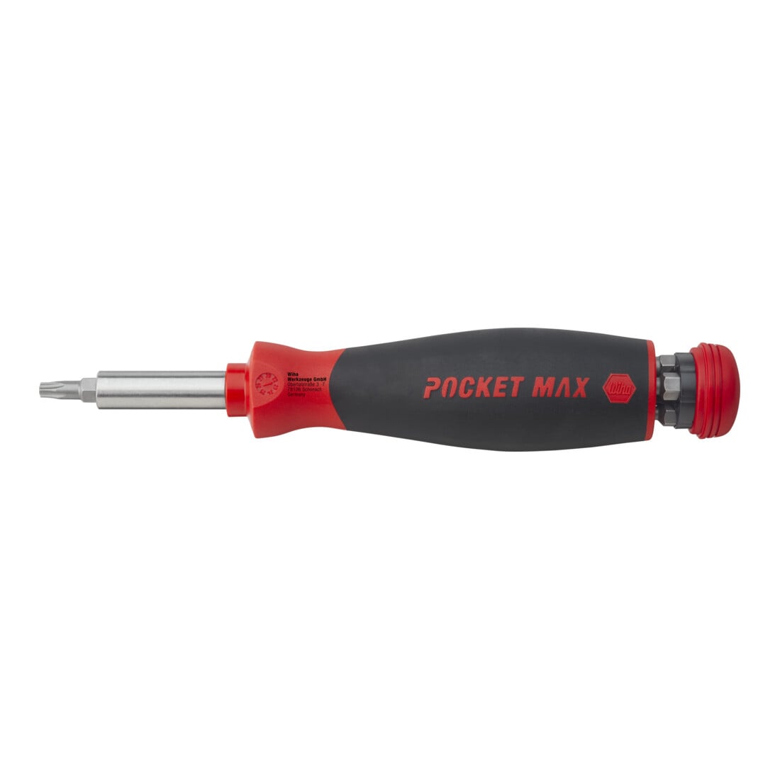 Jeu de tournevis Wiha PocketMax 8 pces avec jeu d'embouts escamotable (45292) I Jeu de tournevis magnétiques 1/4" avec magasin d'embouts I Fente / Phillips / Pozidriv / TX