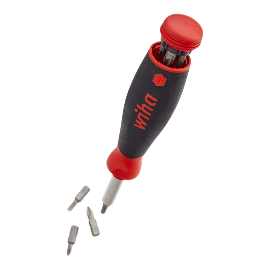 Jeu de tournevis Wiha PocketMax 8 pces avec jeu d'embouts escamotable (45292) I Jeu de tournevis magnétiques 1/4" avec magasin d'embouts I Fente / Phillips / Pozidriv / TX
