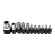 Jeu d’embouts 6,3 mm (1/4") / 10 mm (3/8") profil T (pour TX) avec perçage 11 pièces BGS-1
