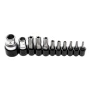 Jeu d’embouts 6,3 mm (1/4") / 10 mm (3/8") profil T (pour TX) avec perçage 11 pièces BGS