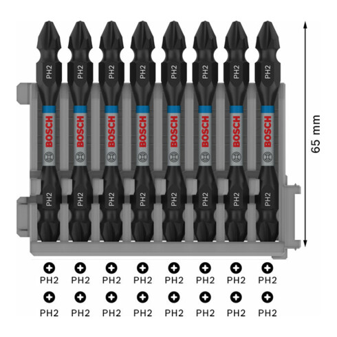 Jeu d'embouts de tournevis Bosch Impact Control 7 pièces PH2 PH2 PZ2 T15 T20 T20 T25,T30 50 mm