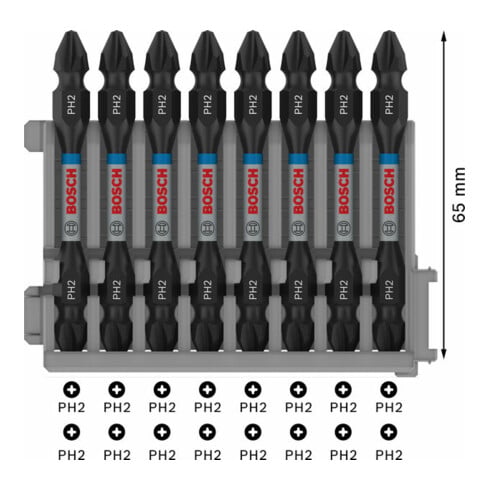 Jeu d'embouts de tournevis Bosch Impact Control 7 pièces PH2 PH2 PZ2 T15 T20 T20 T25,T30 50 mm