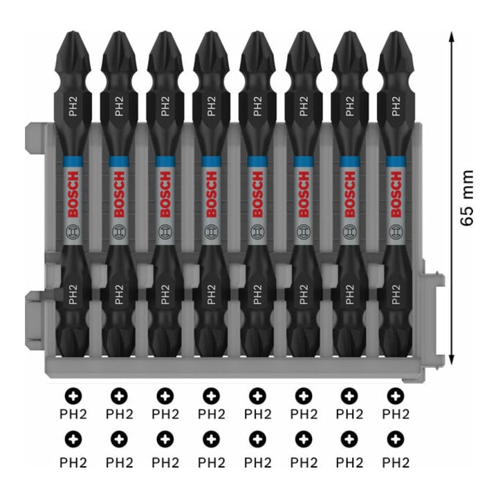 Jeu d'embouts de tournevis Bosch Impact Control 7 pièces PH2 PH2 PZ2 T15 T20 T20 T25,T30 50 mm