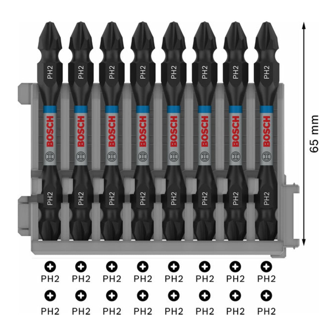 Jeu d'embouts de tournevis Bosch Impact Control 7 pièces PH2 PH2 PZ2 T15 T20 T20 T25,T30 50 mm